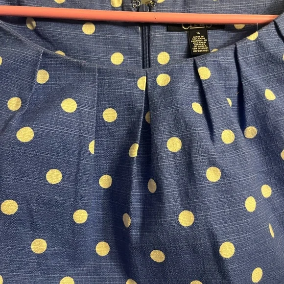 Ralph Lauren chaps Blue Polka Dot Mini Dress Pleated Pocket Sleeveless size 14 - Picture 5 of 9
